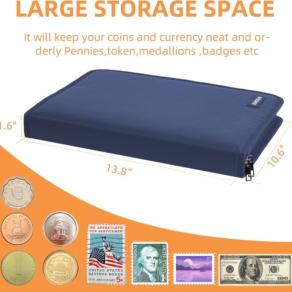 Coin Collection Book Holder for Collectors, 300 Pockets Fireproof Coins Collecti - Picture 2 of 6